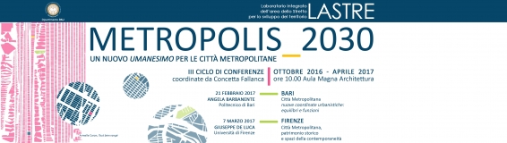 21 febbraio Metropolis_2030, Conferenza di Angela Barbanente